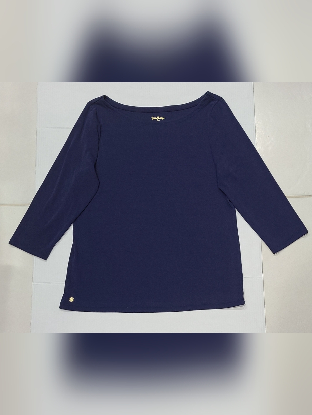 Lilly Pulitzer Halee Tee Shirt Boat Neck 3/4-Sleeve Low Tide Navy Sz XXL - Picture 13 of 14
